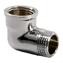 Réz menetes könyök króm KB 1/2"