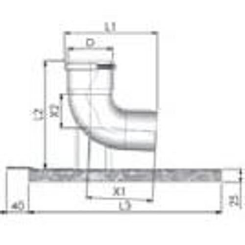Tricox PPs bekötő könyök 160 mm tartó sínnel